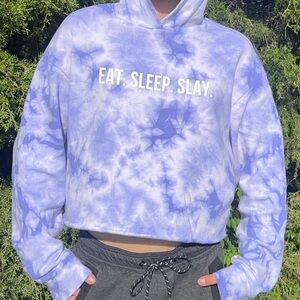 “Eat. Sleep. Slay.” Crop Top Hoodie